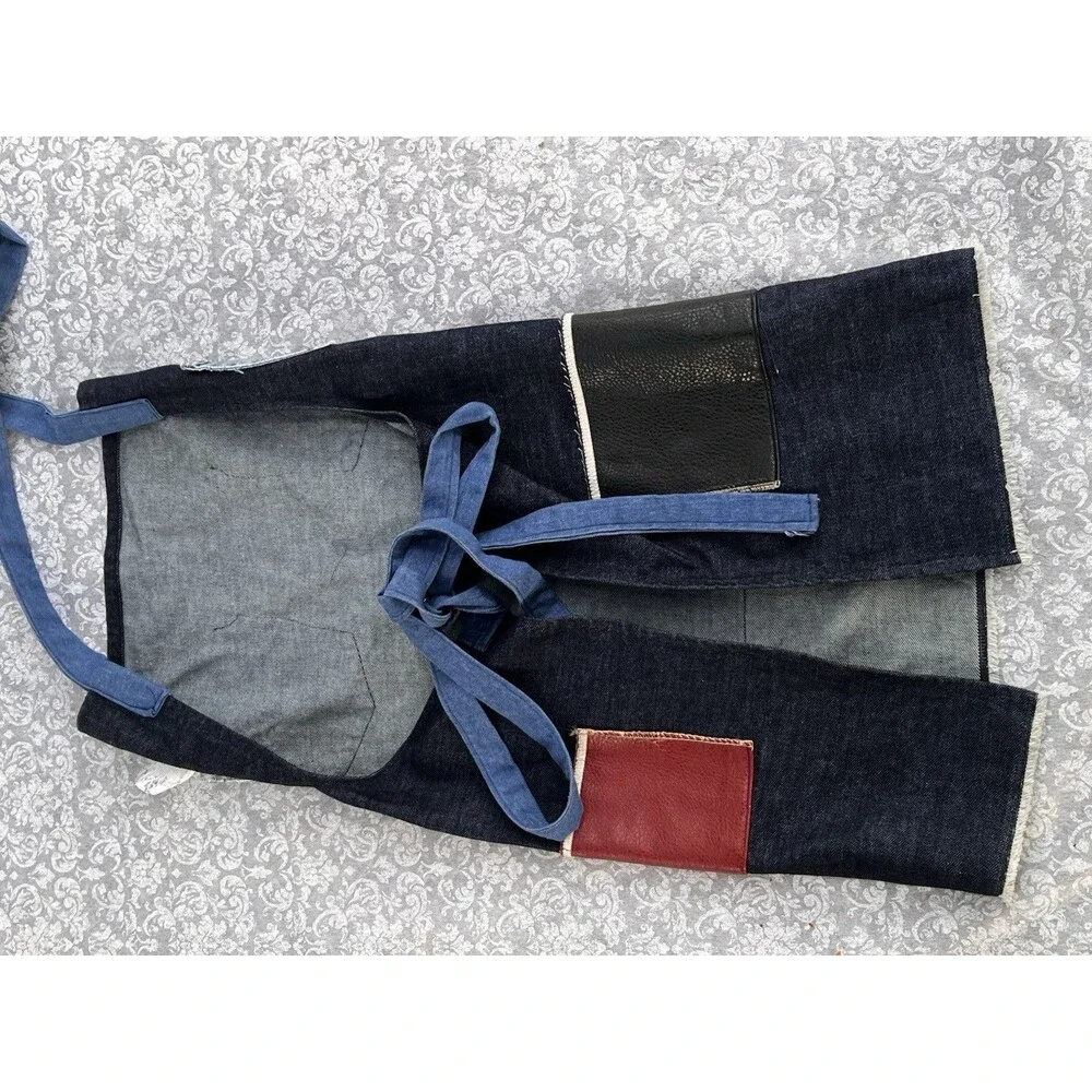 Vintage Handmade Denim & Leather Patchwork Festival Apron